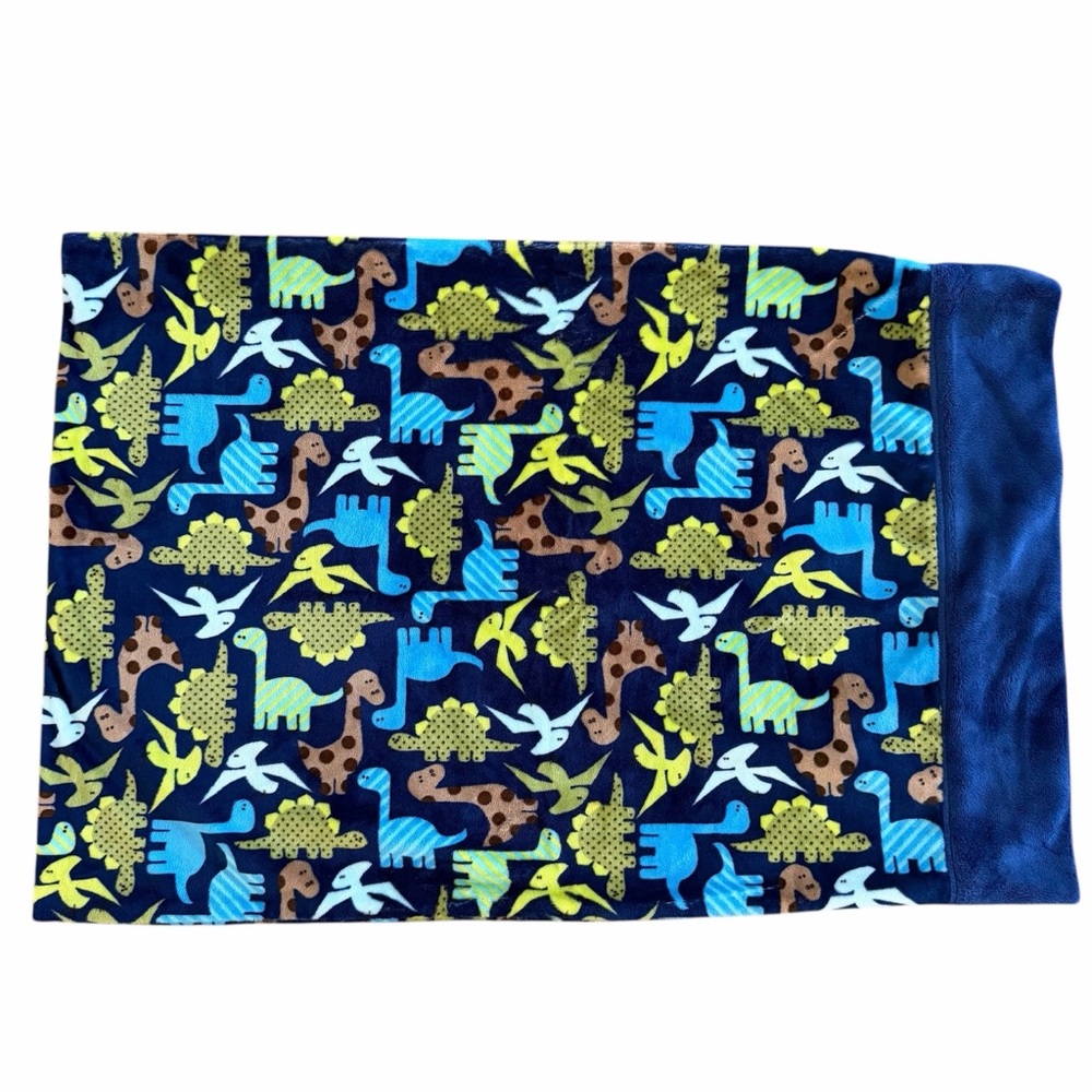 Dinosaur MINKY Pillowcase Double-Sided Navy Blue – Standard (NEW)